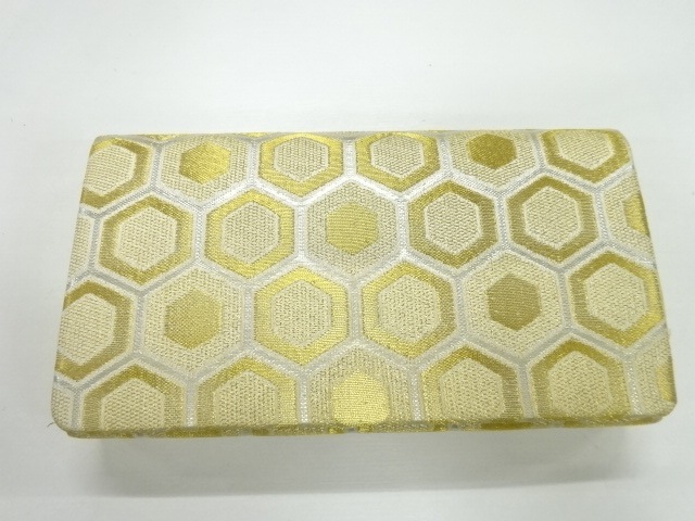 アンティーク　亀甲繋ぎ模様織出し和装バッグ